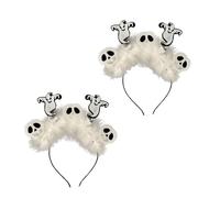 Lizzy 2 x Halloween Headbands One Size Fits Most Adults | Fancy Dress Costume Hair Accessory | Head Bopper for Parties, Cosplay & Dark Themed Night Outfits (Ghost and Skull, One Size)