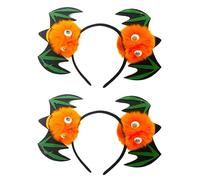Lizzy 2 x Halloween Headbands One Size Fits Most Adults | Fancy Dress Costume Hair Accessory | Head Bopper for Parties, Cosplay & Dark Themed Night Outfits (Orange Pom Pom Bat, One Size)