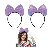 Lizzy 2 x Light Up Sequin Bow Headband | Xmas Sparkly Cosplay Party Headbands Festive Headwear Christmas Fancy Dress Costume Hair Accessories for Girls & Women (Lilac)