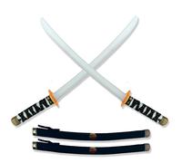 Lizzy 2 x Ninja Katana Sword and Scabbard (55cm) Reusable plastic | Kids Ninja Warrior Samurai Toy fancy dress outfit accessory Cosplay Model Toy (Black x 2)