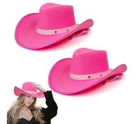 Lizzy 2 x Pink Cowboy Hat with Silver Studs and Cord (Adult) | Girls Wide Brim Wild West Western Sheriff Womens hat Halloween Cow Girl Hats Costume for Fancy Dress Accessories (2)