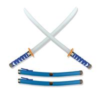 Lizzy 2 x Plastic Ninja Sword and Scabbard 53cm - Kids Ninja Fancy Dress Accessory Toy - Safe Roleplay Sword for Costumes Samurai Toy fancy dress outfit accessory - 3 Assorted Colours (Blue x 2)