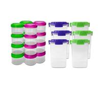 Lizzy 2 x Small Food & Spice Storage Containers Combo | 3 x 135ml Lock Lid + 8 x 35ml Screw Lid Jars | BPA-Free, Plastic Organizer Set for Spices, Chutneys, Travel, Crafts & Kitchen Storage (2)