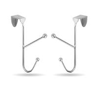 Lizzy 2 x Strong Over Door Hooks Hanger| Steel Over Door Coat Rack Hooks for Coats, Jackets, Purses, Bags, Hanging Clothes, Kitchen, Wardrobe and Towels Behind Back of Bathroom