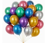 Lizzy 20 Pack Metallic Balloons 23cm - Classic Shiny Balloon for Parties, Weddings, Birthdays Fill with Air or Helium - Latex Balloons with Metallic Finish - Party Decorations (Pack of 40)
