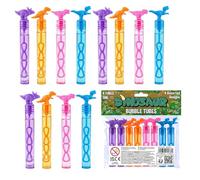 Lizzy 24 Pack Bubble Tubes with Dinosaur Wand Mini Bubble Party Bag Fillers Neon Bubble Tubes 4ml Bubble Wands for Party Favours Birthday Gifts Classroom Rewards Summer Outdoor Fun