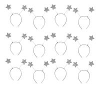 Lizzy 24 x Christmas Glitter Star Silver Head Bopper | Children Adult Fancy dress Costume Accessories Christmas Headband One Size Hair Accessory for Xmas Party Hats for Christmas Favours