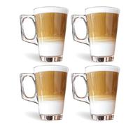 Lizzy 240 ml Latte Glasses Temperature Resistant Stylish Coffee/Tea Cups, Hot Drink Cafe Mugs - Ideal for Ice Cream Latte, Espresso, Cappuccino & Hot Chocolate Mugs with Handle (2)
