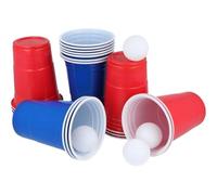 Lizzy 24pc Beer Pong Game Set | 4 Ping Pong Balls, 20 Red & Blue Cups | Drinking Game for Stag & Hen Parties, Christmas and Holidays