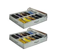 Lizzy 2pc Foldable Fabric Shoe Organiser | 12 Pocket | Under Bed Shoe Storage Tidy Space Organizer Closet Bag Socks Toys (Grey)