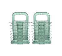 Lizzy 2pc Laundry Hamper Foldable | Family Slim Reusable Plastic Laundry Clothes Washing Hamper Bin Collapsible Waterproof Clothes Storage Basket (Mint, Medium)