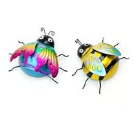 Lizzy 2pc Metallic Insect Metal 3D Wall Art Gold and Multi-coloured Insect | Garden Ornaments Decoration Colorful Cute Insect for Garden Lawn Children's Room Bathroom Home Wall Decor