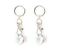 Lizzy 2pc Trolley Pound Token Coins Keyring | UK Pound Shape Trolley and Locker Coin One Pound Trolley Coin UK Shopping Trolley Token Key rings Clasp Supermarket Locker Cart