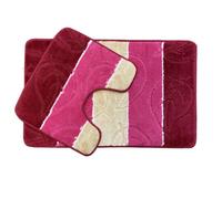 Lizzy 2Pcs Leaf Bath Mat Set | Non-slip Bathroom Mats Machine-washable | Shower Water Absorbent Bath Rug Super Absorbent Bath Mats for Bathroom Floor (Red Leaf Design Bathmats)