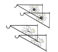 Lizzy | 2pk Garden Wall Metal Brackets Plant Basket Hangers Wall Hanging Hooks Home Deco (Flower - GAR22040B)