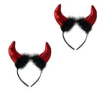 Lizzy 2x Devil Headband With Fur | Halloween Head Hair Headbopper Hat Adult kids Mens Womens Fancy Dress Devil Angel Costume Accessory Cosplay Dark Night Party