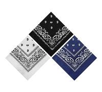 Lizzy 3 x Paisley Multifunctional Bandana's (Navy Blue, Black, White) Headwear Neckwear Cowboy Scarf | Mens Womens Multipack Men Hair Pirate Bandana