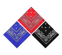 Lizzy 3 x Paisley Multifunctional Bandana's (Red, Royal Blue, Black) Headwear Neckwear Cowboy Scarf | Mens Womens Multipack Men Hair Pirate Bandana