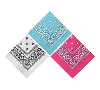 Lizzy 3 x Paisley Multifunctional Bandana's (White, Light Blue, Hot Pink) Headwear Neckwear Cowboy Scarf | Mens Womens Multipack Men Hair Pirate Bandana