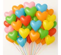 Lizzy 30 Pack Heart Shaped Latex Balloons 12 Inch Assorted Colour Balloons for Weddings, Valentine’s Day, Anniversaries, Engagements & Parties Latex, Fill with Air or Helium (Pack of 30)