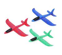 Lizzy 3pc Flying Plane Foam Gliders (23cm) 3 Assorted Colours | Large Throwing Airplane Toy Polystyrene Aeroplane Toys Flying Gliders for Kids Outdoor Yard Sport Game Toys Birthday Party Favors (3)