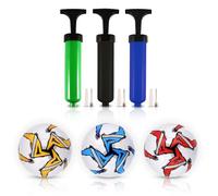 Lizzy 3pc Leather Football Size 5 (270g) with Pump (20cm) | Random Colour with Blue, Red or Yellow Accents | PVC Leather Ball for Training, Kickabouts, Playground Games Outdoor Sports (3)