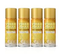 Lizzy 4 Pack Gold Metallic Spray Paint 250ml | Premium High-Shine Finish All-Purpose Interior & Exterior Spray Paint for Christmas Trees, Pine Cones, Foliage, Paper Crafts & DIY Home Décor Projects