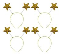 Lizzy 4 x Christmas Glitter Star Gold Head Bopper | Children Adult Fancy dress Costume Accessories Christmas Headband One Size Hair Accessory for Xmas Party Hats for Christmas Favours