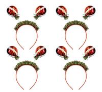 Lizzy 4 x Christmas Red Bauble Bopper Head Bopper | Children Adult Fancy dress Costume Accessories Christmas Headband One Size Hair Accessory for Xmas Party Hats for Christmas Favours