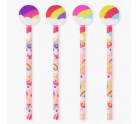 Lizzy 4 x Unicorn Pencils with Rainbow Eraser Toppers - 4 Assorted Magical Designs - Kids Party Favours, Loot Bag Fillers, School Supplies, Unsharpened Pencil Set, Stationery Gift Pack (Pack of 24)