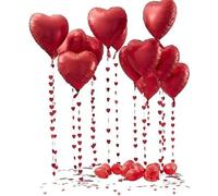 Lizzy 40 Piece room decoration Kit Balloons, Tails, Confettie | Romantic Anniversary Red Party Favor Wedding Bedroom Valentines Day Celebration Gift