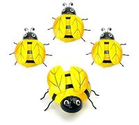 Lizzy 4pc Bumble Bee Metal 3D Wall Art| Garden Ornaments Decoration Colorful Cute Insect for Garden Lawn Children's Room Bathroom Home Wall Decor