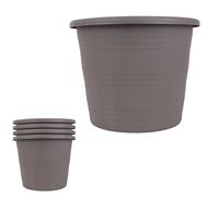 Lizzy 4pc Round Reusable Plastic Plant Pot 20cm | Plastic Plant Pots for Indoor Outdoor Flower Pots, Heavy Duty and Stylish Plant Pots for Indoor Plants with Drainage Holes (Sand)
