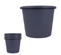 Lizzy 4pc Round Reusable Plastic Plant Pot | Plastic Plant Pots for Indoor Outdoor Flower Pots, Heavy Duty and Stylish Plant Pots for Indoor Plants with Drainage Holes (Grey, 20cm)