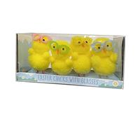 Lizzy 4pc Yellow Chicks With Glasses | Easter Bonnet Hat Craft Props Party Decoration Accessory (1)