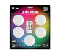 Lizzy 5 Pack LED Colour Changing Touch Lights | Remote-Controlled Wireless Puck Lights with 12 Colour Options | Stick-On Battery Operated Mood Lighting for Home, Kitchen, Bedroom, or Closet