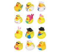 Lizzy 5cm Mini Rubber Ducks 12 Assorted Designs | Yellow Tiny Duck for Kids Baby Bath Shower Toys, Birthday Gifts, Summer Beach Pool Activity, Carnival, Holiday Party Favors