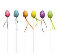 Lizzy 6 piece Mini Decorative Egg Picks | Glitter Foam Easter Egg Picks, Easter Egg Cake Toppers Artificial Easter Glitter Picks DIY Crafts for Easter Wreath Party Home Decor