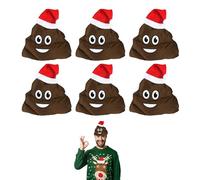 Lizzy 6 x Adult Christmas Fake Poop Hat Plush Cushion Poo Novelty Fancy Dress Hat With Santa Topper Poop Hat Funny Party Hat Soft Plush Carnival Cosplay Fancy Dress Stage Performances