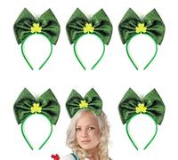 Lizzy 6 x Irish Bow Tinsel Headband with Shamrock Decoration | for St. Patrick's Day Novelty Irish Gifts Fancy Dress Headband Hair Accessories for Adults (6)