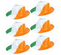 Lizzy 6 x Irish Tri Colour Gangster Hat Adult Reusable Plastic | St Patrick's Day Accessories Clover Leprechaun Hat Unisex One Size Irish Fancy Dress Costume Accessory