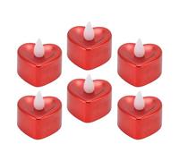 Lizzy 6 x Romantic LED Heart Shape Candles Chrome Finish for Decor Room Bath and Dinner Table Red Decorations Perfect Valentines Day & Birthday Gift for Couples