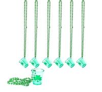 Lizzy 6 x St. Patrick’s Day Shot Glass with 80cm Bead Necklace Novelty Irish St. Patty Day Shamrock Drinking Glasses Reusable Ireland Drinking Gifts for Men Tequila Alcohol Lovers (6)