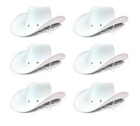 Lizzy 6 x White Cowboy Hat with Silver Studs and Cord (Adult) | Girls Wide Brim Wild West Western Sheriff Womens hat Halloween Cow Girl Hats Costume for Fancy Dress Accessories (6)