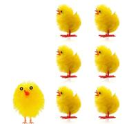 Lizzy 6pc Yellow Easter Mini Chenille Chicks Fluffy Plush Cute Decorations | Children's Easter Bonnet Easter Egg Hunt Arts & Crafts Home Decor