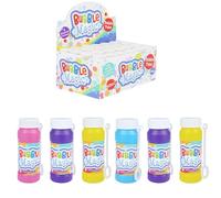 Lizzy 6pk Magic Bubble Tubs with Wand (50ml) - 4 Assorted Colours - Kids Party Bag Fillers, Outdoor Bubble Toys, Lucky Dip Prizes, Birthday Party Favours and Gifts for Boys and Girls (Pack of 12)