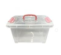 Lizzy 8.5L Clear Storage Boxes | Reusable Stackable Clip Locked With Handle | Living Room, Bedroom, Garage Home Office Space Saving Containers (Pink, Set Of 2)