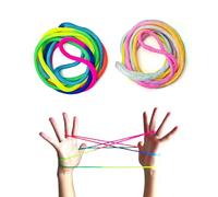 Lizzy 8 x Rainbow Magic Strings | Retro 90s Cats Cradle Game 1.7 metre Finger String Trick Manual Included, Great for Motor Skills, Imagination, Creativity, Playing Solo and with Friends (8)