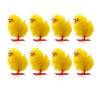 Lizzy 8pc Yellow Easter Mini Chenille Chicks Fluffy Plush Cute Decorations | Children's Easter Bonnet Easter Egg Hunt Arts & Crafts Home Decor