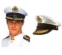Lizzy ADULT CAPTAIN HAT SATIN Yacht Boat Navy Sailor Sea Marine Fancy Dress Costume